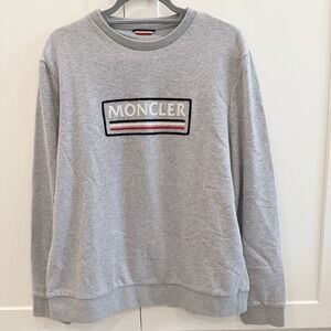 Moncler Logo Embroidered Crewneck Sweatshirt Gray Cotton Men's XL